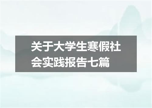 关于大学生寒假社会实践报告七篇
