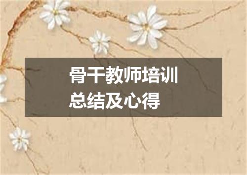 骨干教师培训总结及心得