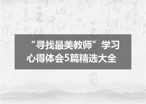 “寻找最美教师”学习心得体会5篇精选大全