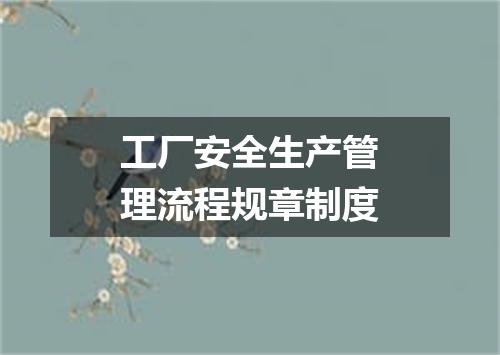 工厂安全生产管理流程规章制度