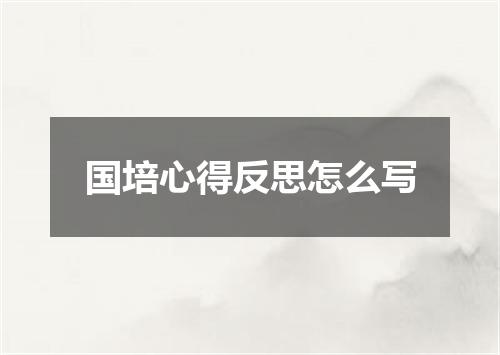 国培心得反思怎么写