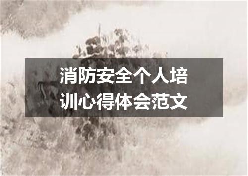 消防安全个人培训心得体会范文