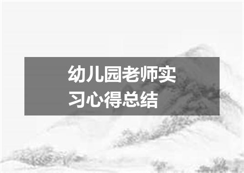 幼儿园老师实习心得总结