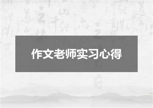 作文老师实习心得