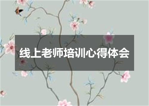 线上老师培训心得体会