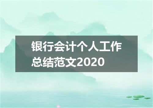银行会计个人工作总结范文2020