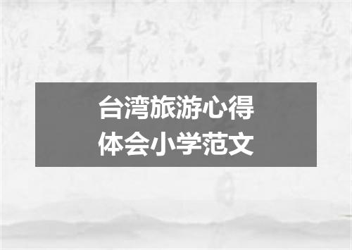 台湾旅游心得体会小学范文