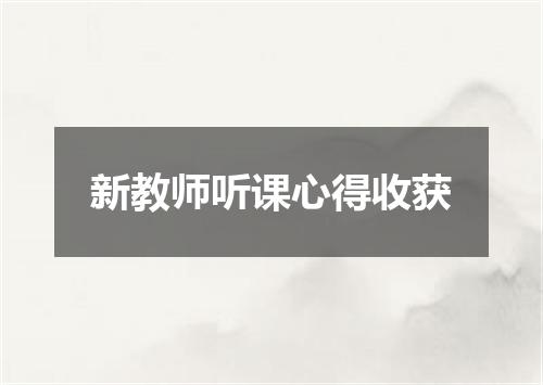 新教师听课心得收获