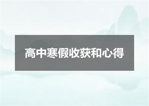高中寒假收获和心得