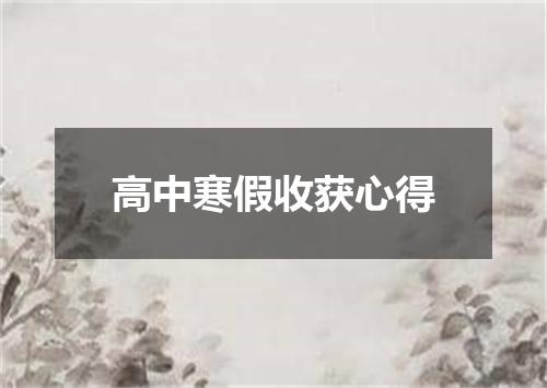 高中寒假收获心得