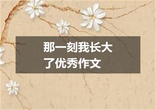 那一刻我长大了优秀作文