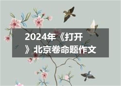2024年《打开》北京卷命题作文