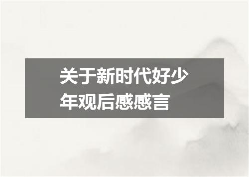 关于新时代好少年观后感感言