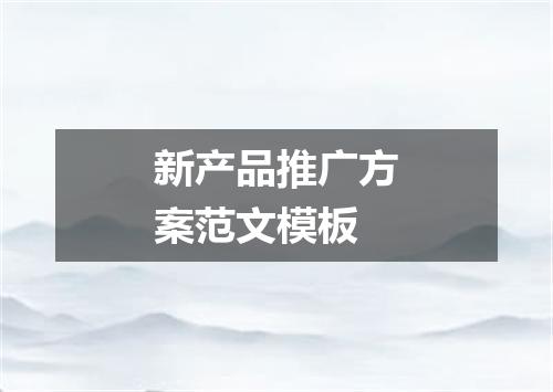 新产品推广方案范文模板
