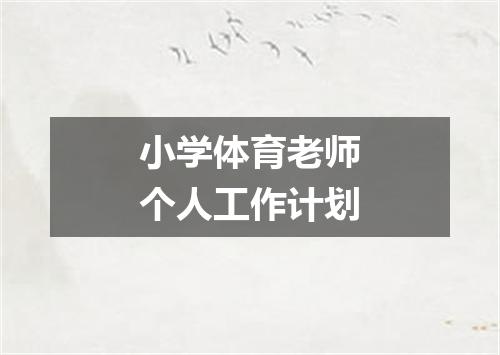 小学体育老师个人工作计划
