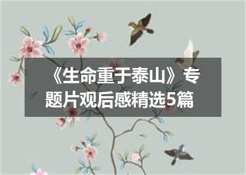 《生命重于泰山》专题片观后感精选5篇