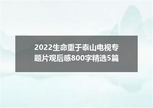 2022生命重于泰山电视专题片观后感800字精选5篇