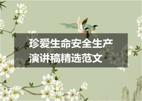 珍爱生命安全生产演讲稿精选范文