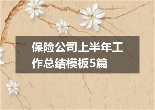 保险公司上半年工作总结模板5篇