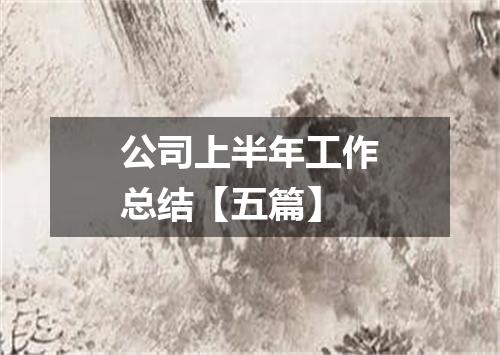 公司上半年工作总结【五篇】