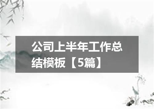 公司上半年工作总结模板【5篇】