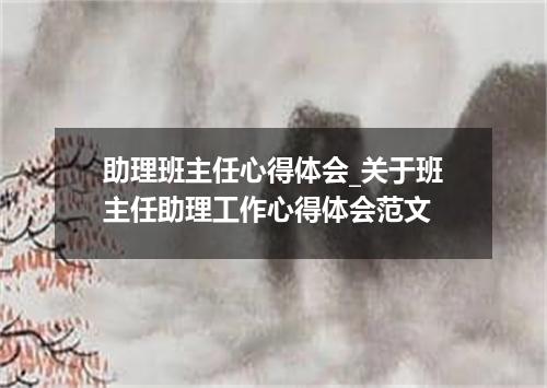 助理班主任心得体会_关于班主任助理工作心得体会范文