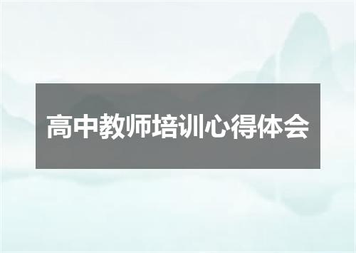 高中教师培训心得体会