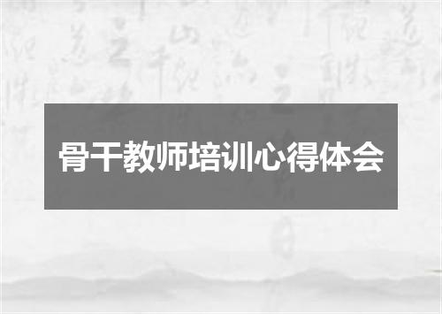 骨干教师培训心得体会