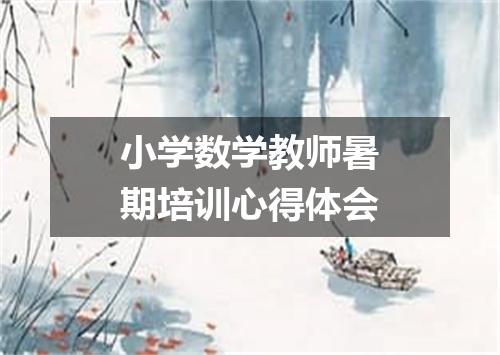 小学数学教师暑期培训心得体会