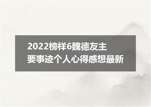 2022榜样6魏德友主要事迹个人心得感想最新