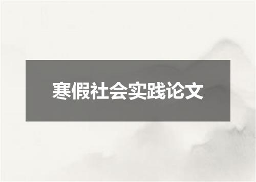 寒假社会实践论文
