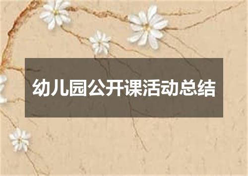 幼儿园公开课活动总结