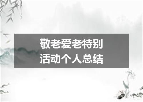 敬老爱老特别活动个人总结