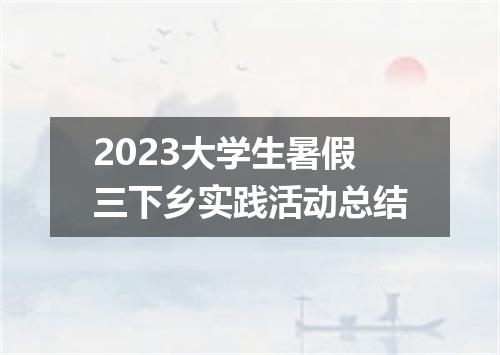 2023大学生暑假三下乡实践活动总结