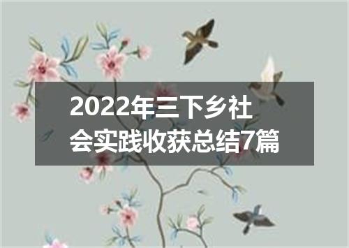 2022年三下乡社会实践收获总结7篇