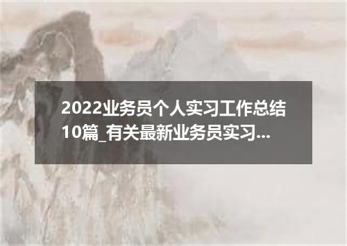 2022业务员个人实习工作总结10篇_有关最新业务员实习工作总结范文