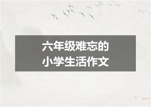 六年级难忘的小学生活作文