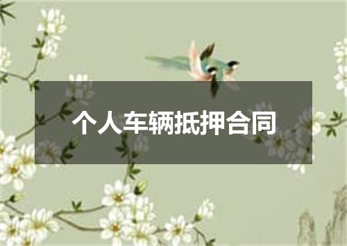 个人车辆抵押合同