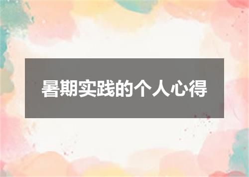 暑期实践的个人心得