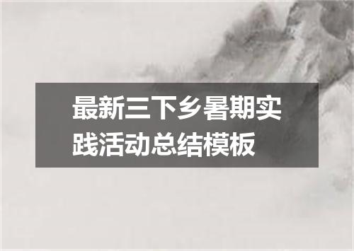 最新三下乡暑期实践活动总结模板