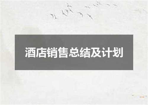 酒店销售总结及计划