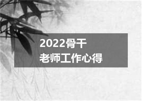 2022骨干老师工作心得