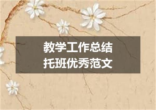 教学工作总结托班优秀范文