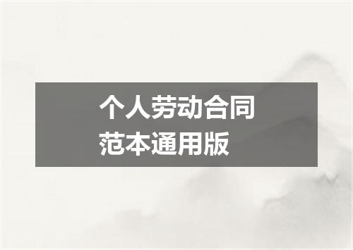 个人劳动合同范本通用版