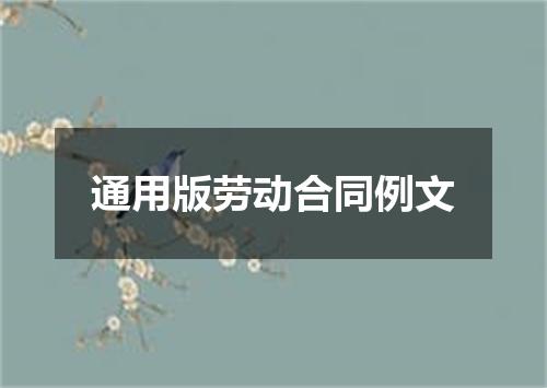 通用版劳动合同例文