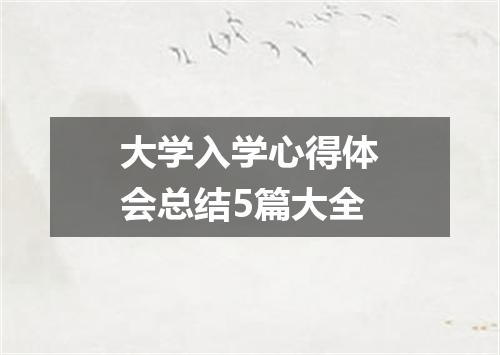 大学入学心得体会总结5篇大全