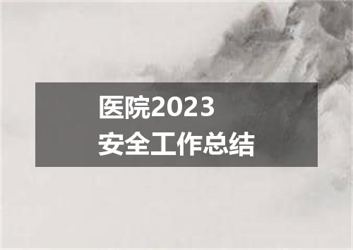医院2023安全工作总结