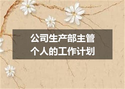 公司生产部主管个人的工作计划