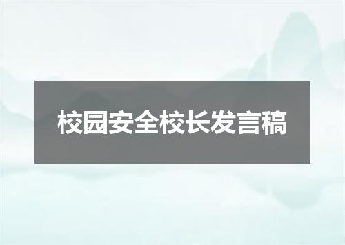 校园安全校长发言稿