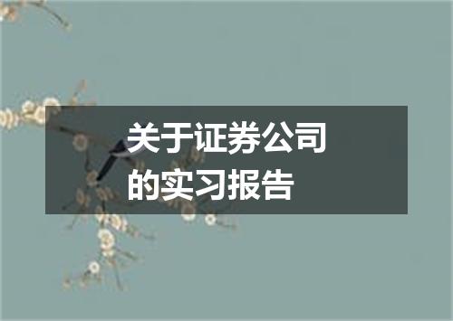 关于证券公司的实习报告